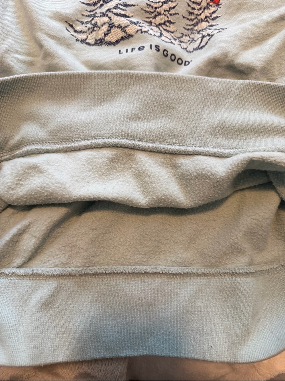 Life Is Good Light Blue Crewneck Sweatshirt with 'Winter Scene' - Picture 4 of 4